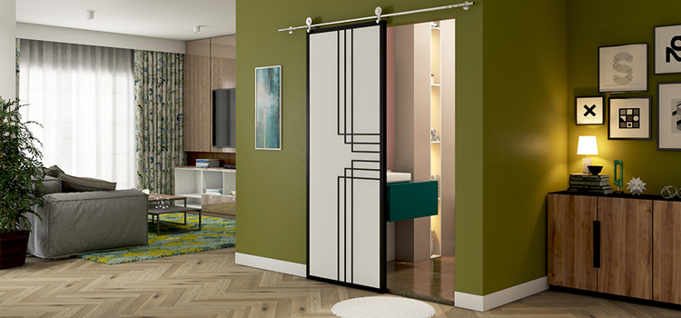sliding bathroom door installation in Belmont